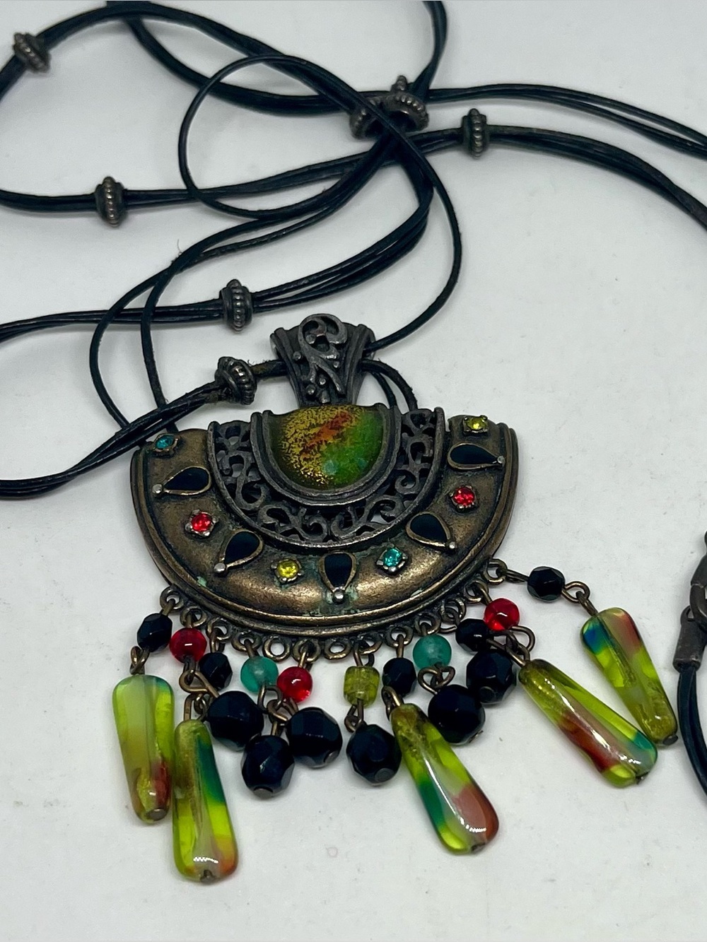 Chico’s Multicolor Glass Drop Pendant Necklace